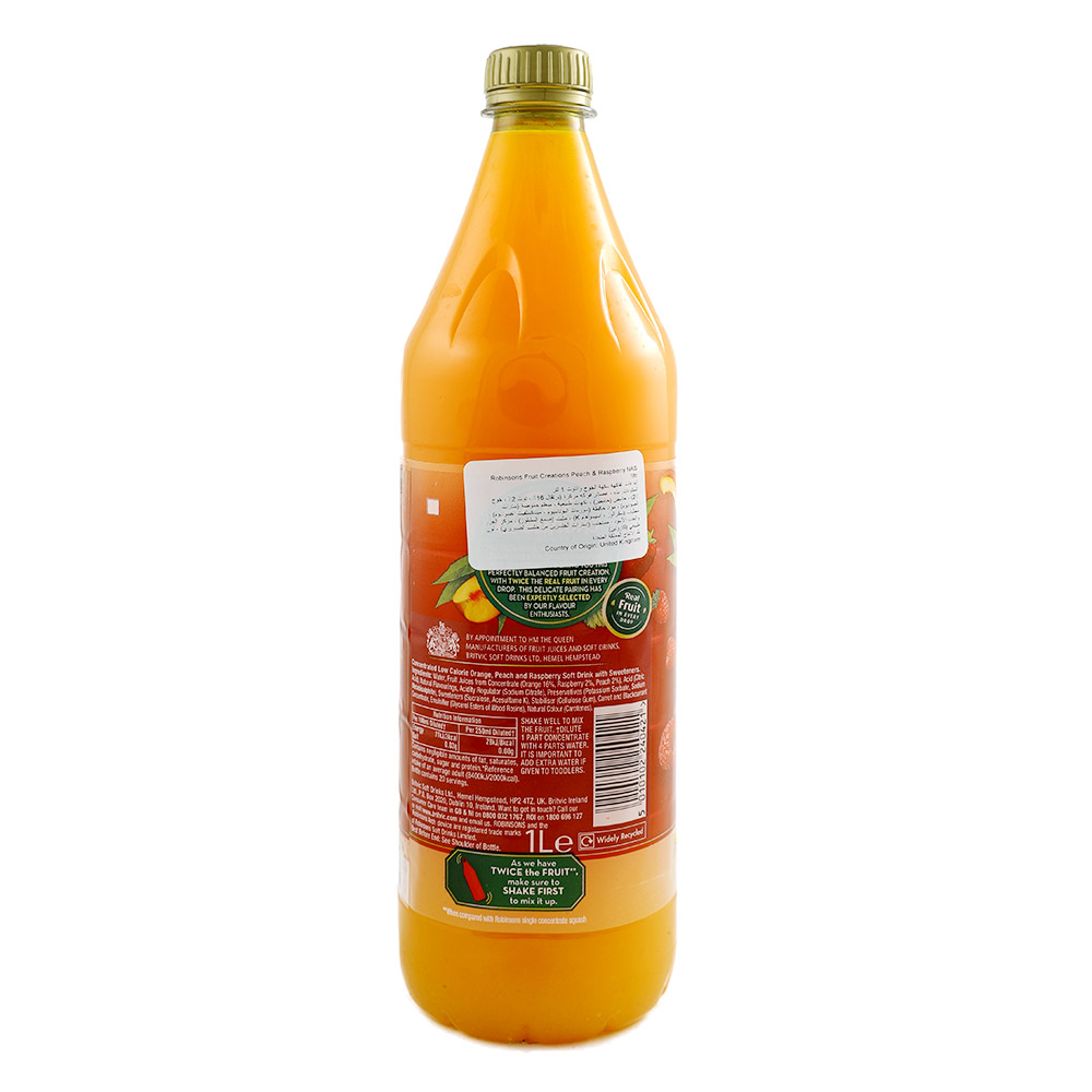 Robinsons Fruit Creations Peach & Raspberry 1L back image