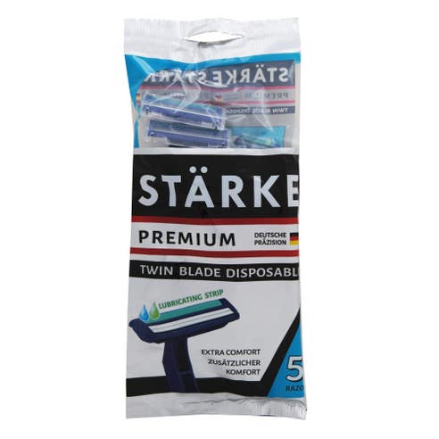 Starke Premium Twin Blade Disposable Razor 5's - Available at Alosra Online Supermarket