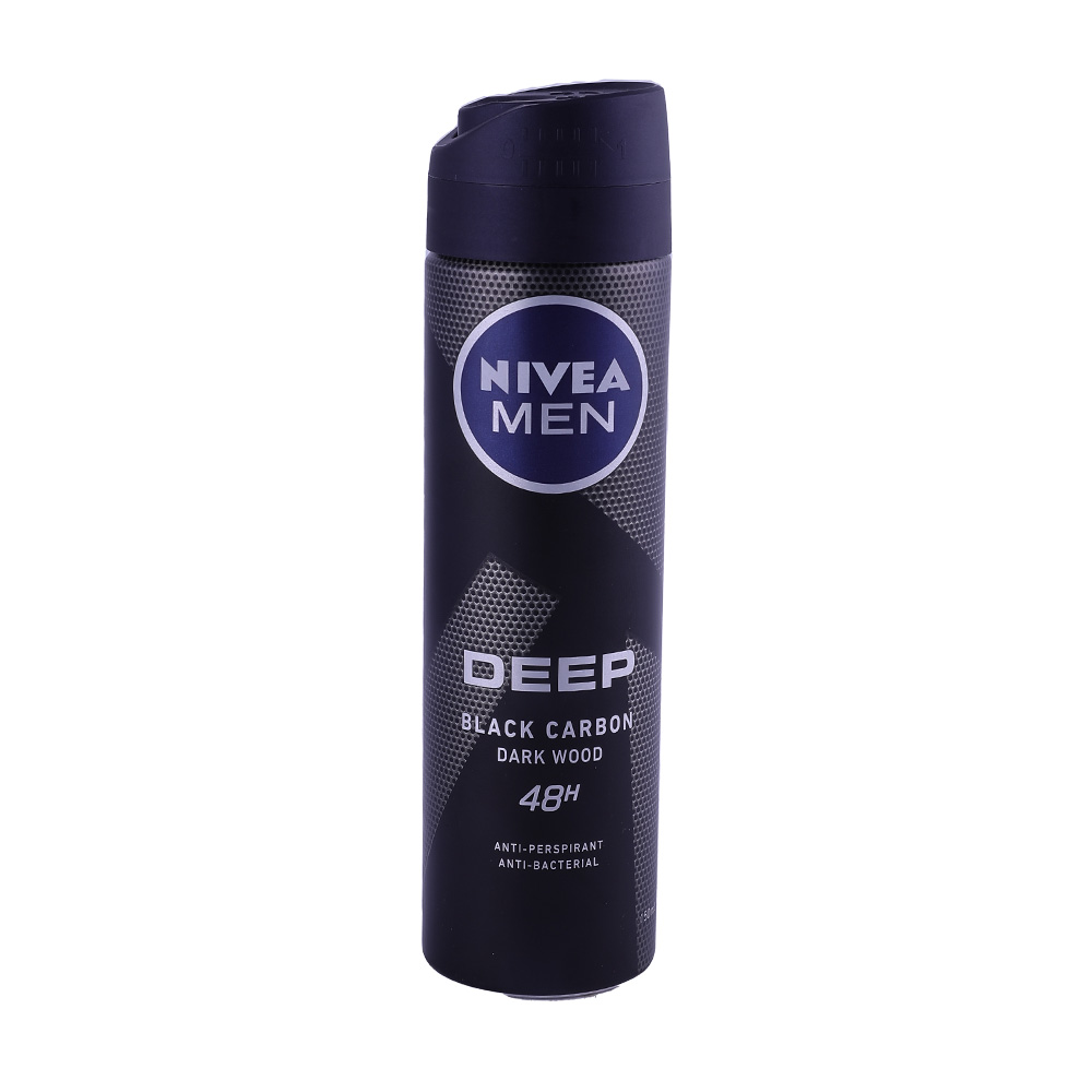 Nivea Men Deep Black Carbon Deodorant 150ml - Available at Alosra Online Supermarket