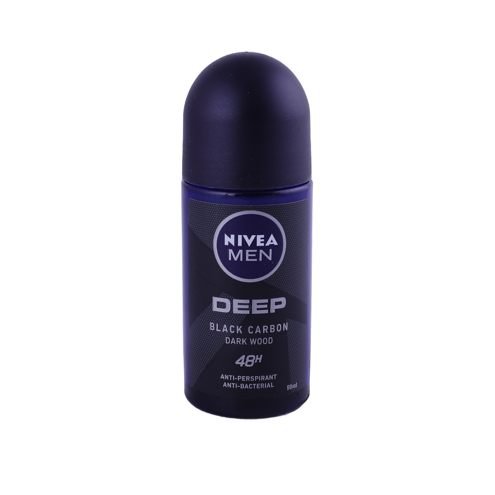 Nivea Men Deep Black Carbon Deodorant Roll-On 50ml - Available at Alosra Online Supermarket