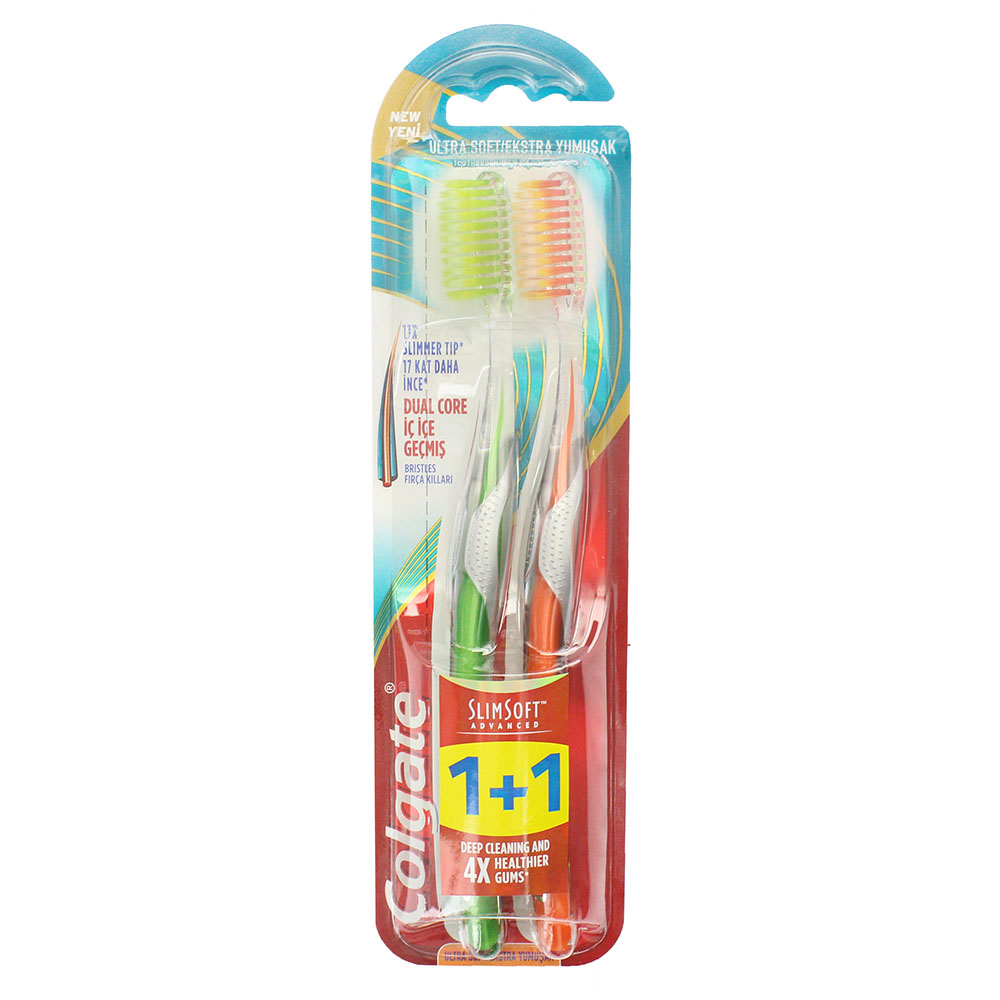 Colgate Slim Soft Advanced Toothbrush 2's - Available at Alosra Online Supermarket