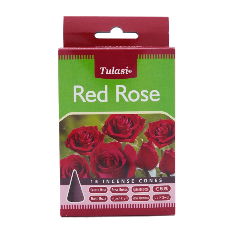 Tulasi Red Rose Incense Cones 15's - Available at Alosra Online Supermarket