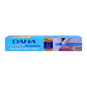 Dana Slider Resealable Freezer Bags Medium [15 Bags] - Available at Alosra Online Supermarket