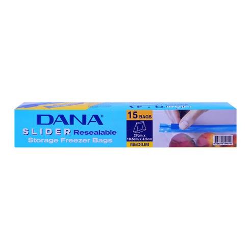 Dana Slider Resealable Freezer Bags Medium [15 Bags] - Available at Alosra Online Supermarket