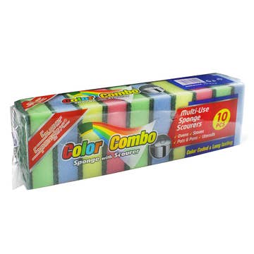 Super Spongex Colour Combo Sponge with Scrubber [10 Pieces] - Available at Alosra Online Supermarket