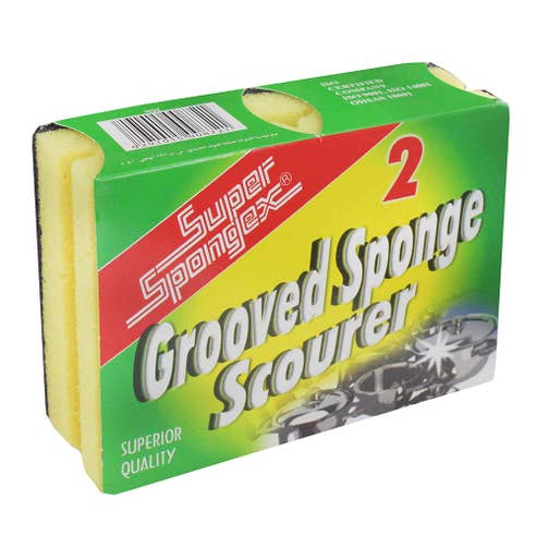 Super Spongex Grooved Sponge Scourer [2 Pieces] - Available at Alosra Online Supermarket