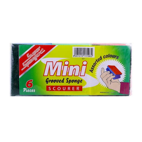 Super Spongex Mini Grooved Sponge Scourer [6 Pieces] - Available at Alosra Online Supermarket