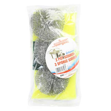 Super Spongex Galvanised Pot Scourer and Sponge Scout [3+3 Pieces] - Available at Alosra Online Supermarket