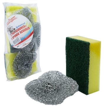 Super Spongex Galvanized Pot Scourer and Sponge Scout [3 Pieces] - Available at Alosra Online Supermarket