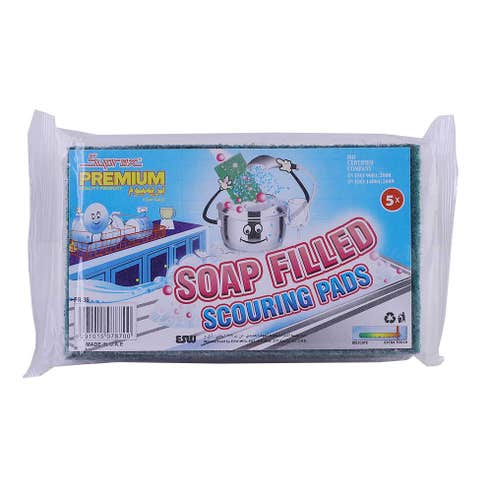 Suprex Premium Soap Filled Scouring Pad [5 Pieces] - Available at Alosra Online Supermarket
