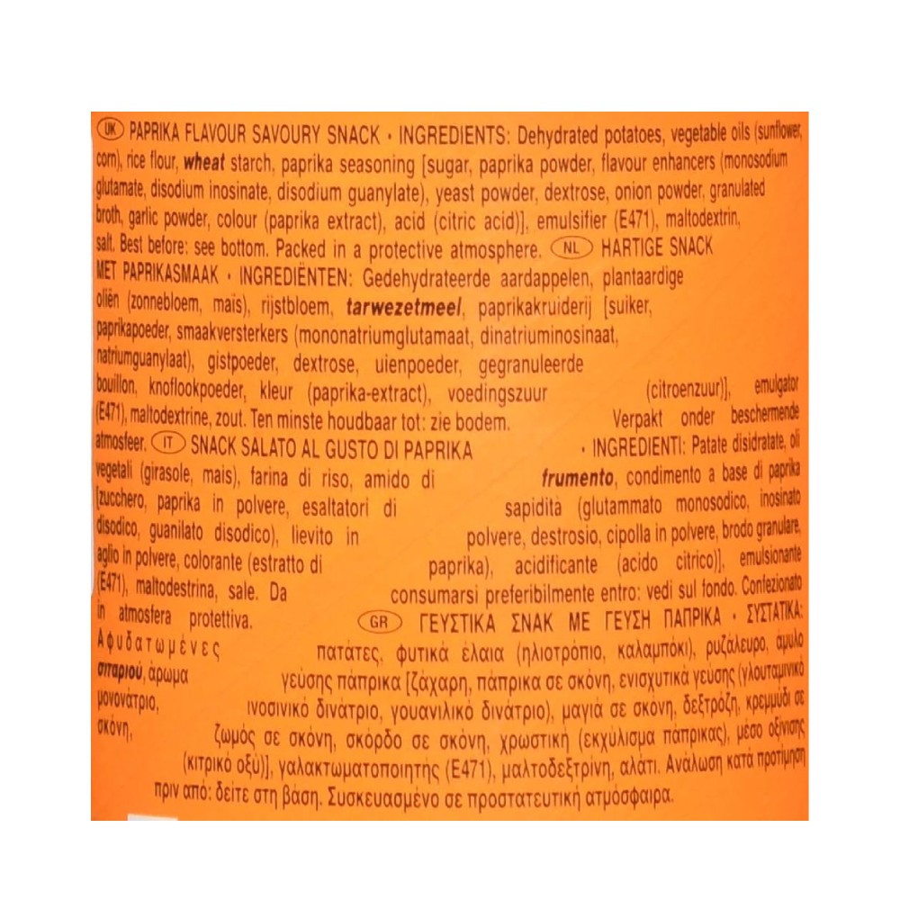 Pringles Paprika Potato Chips 200g right side image