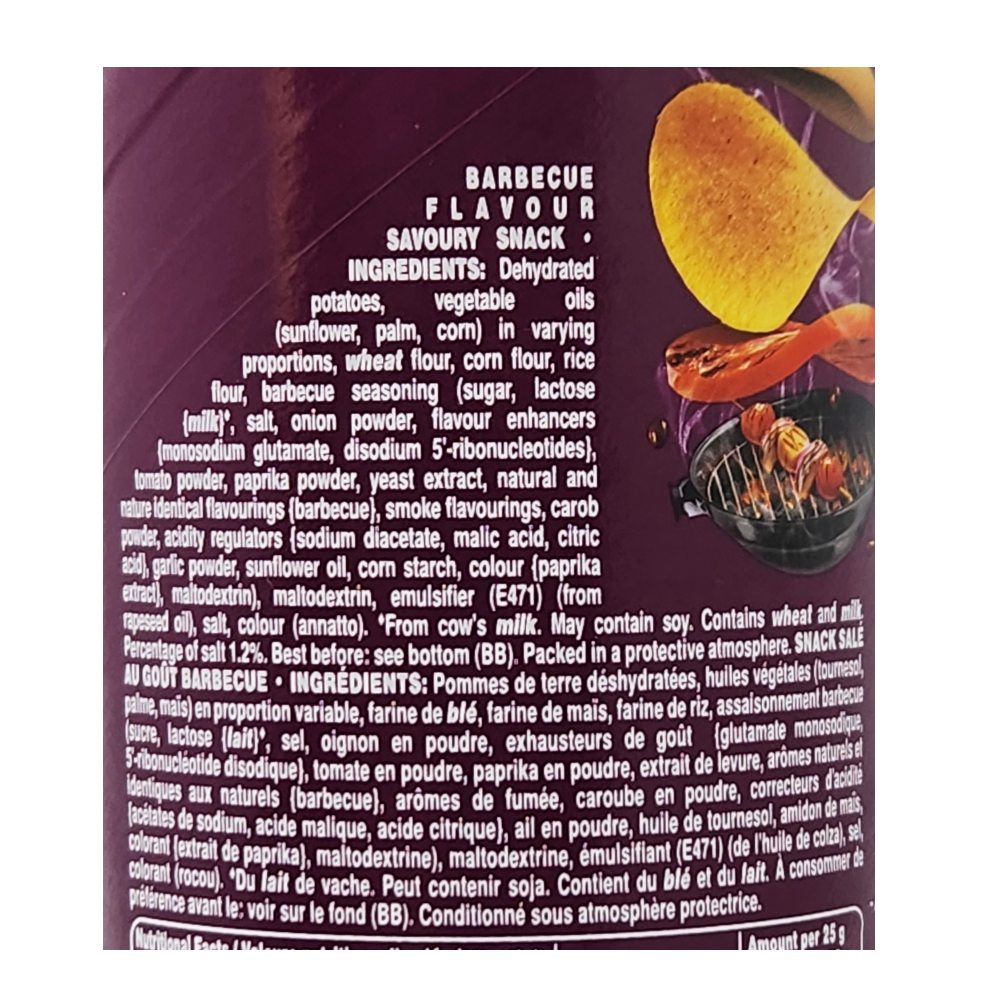 Pringles BBQ Potato Chips 200g back image