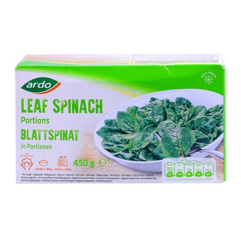 Ardo Spinach Leaf Frozen 450g - Available at Alosra Online Supermarket