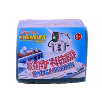 Suprex Premium Soap Filled Sponge Scourer [5 Pieces] - Available at Alosra Online Supermarket