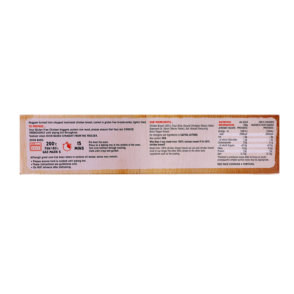 Birds Eye Gluten Free Chicken Nuggets 455g [Non Halal] [Contains Pork] back image