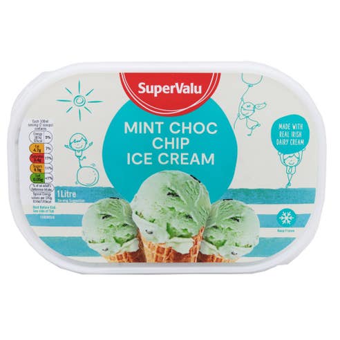 SuperValu Mint Choc Chip Ice Cream 1L - Available at Alosra Online Supermarket