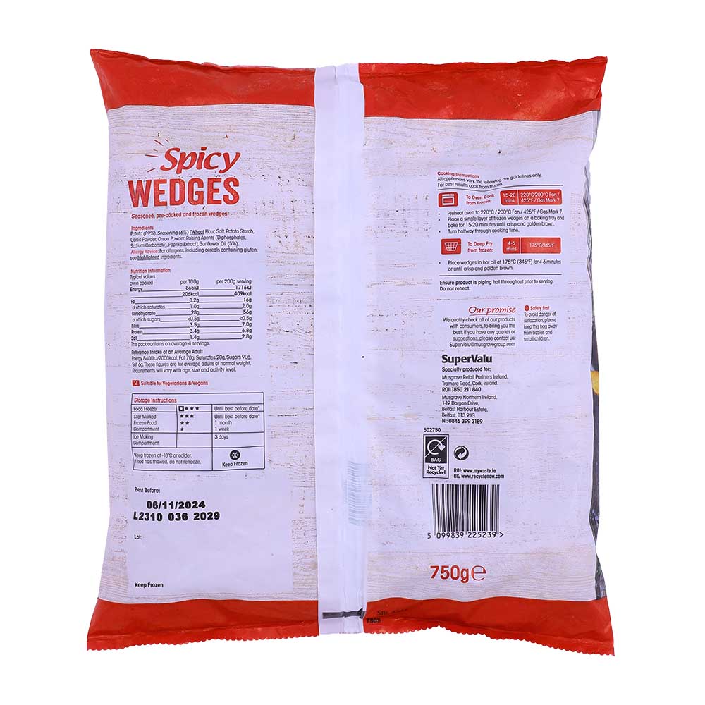 SuperValu Spicy Wedges 750g back image