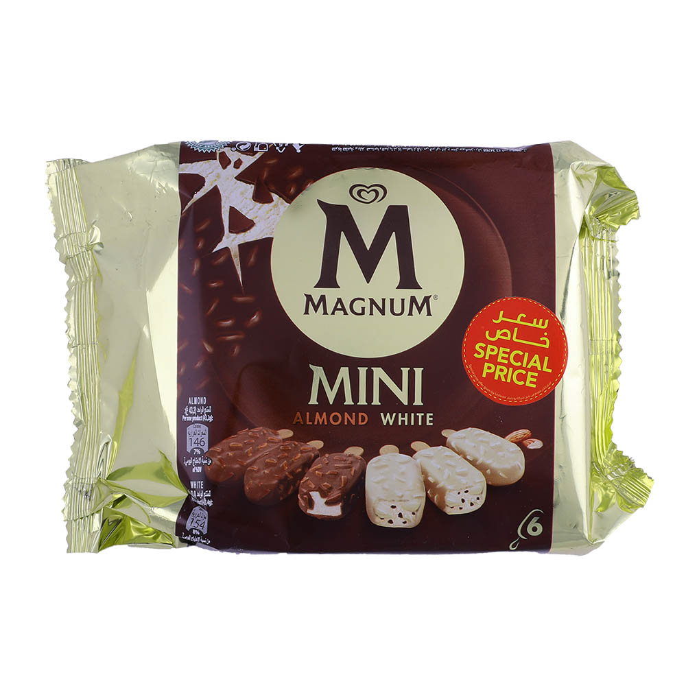 Magnum Mini Almond White Ice Cream 6x57.5ml [Special Offer] - Available at Alosra Online Supermarket