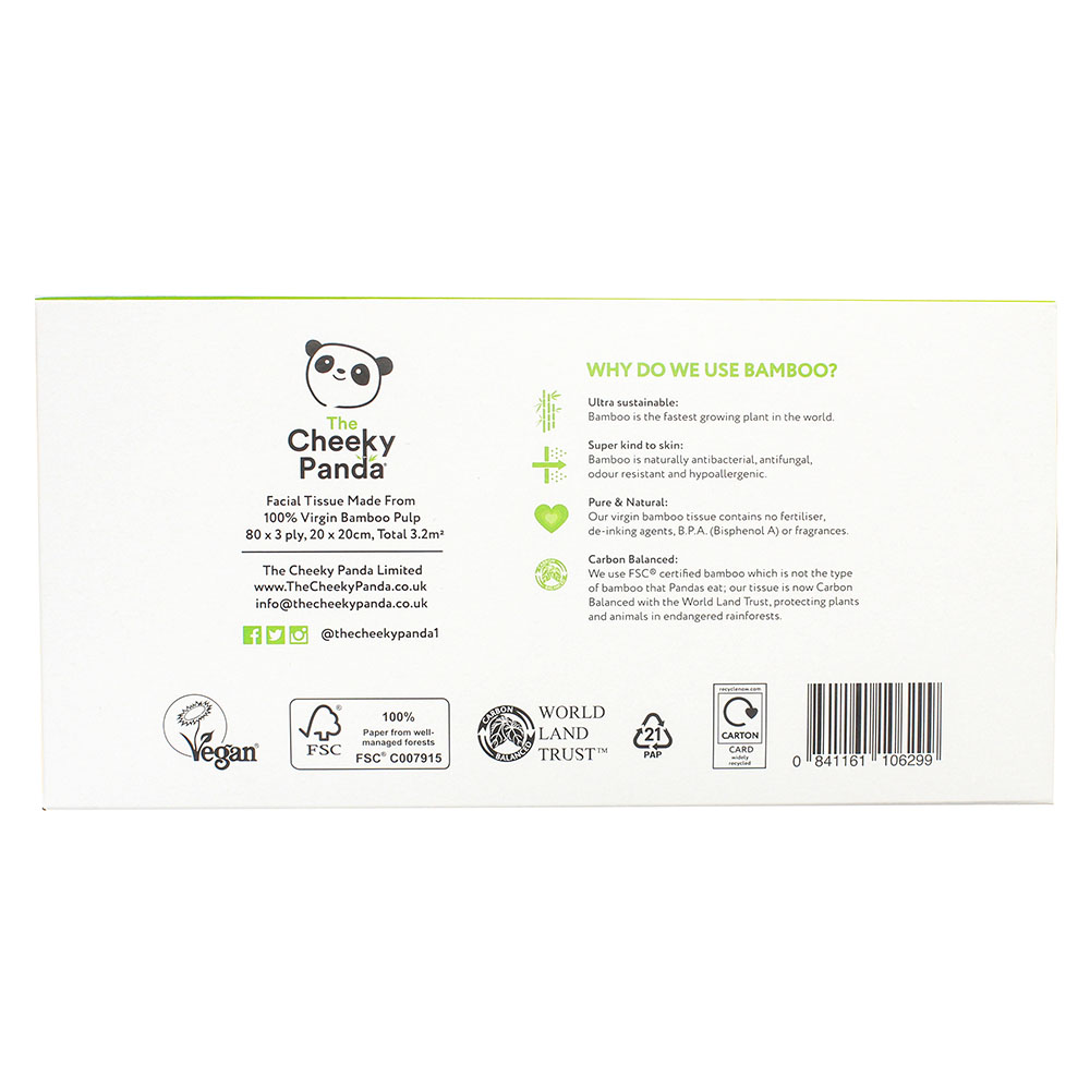 The Cheeky Panda 100% Bamboo Facial Tissue Box back image