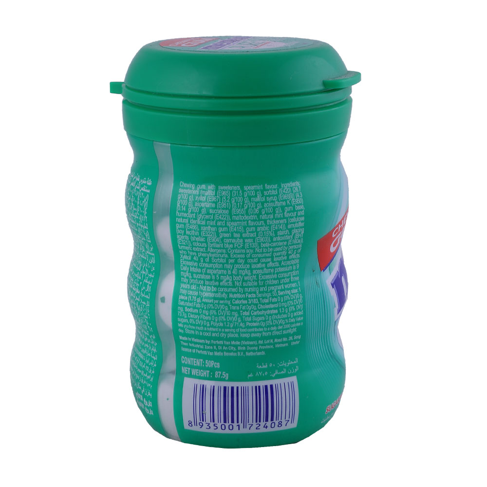 Mentos Pure Fresh Spearmint Gum Bottle 87.5g back image