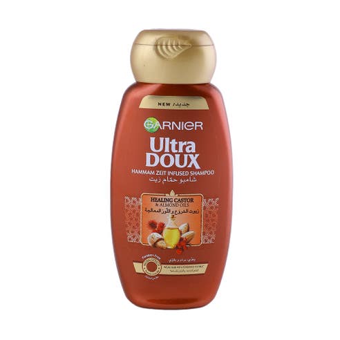 Garnier Ultra Doux Healing Castor & Almond Oils Shampoo 200ml - Available at Alosra Online Supermarket