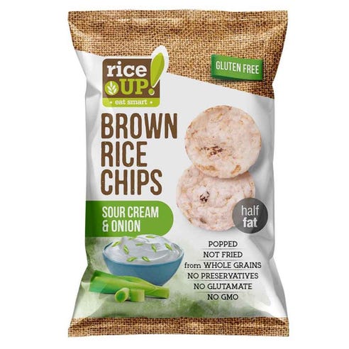 Rice Up Sour Cream & Onion Brown Rice Chips 60g - Available at Alosra Online Supermarket