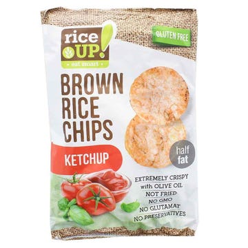 Rice Up Ketchup Brown Rice Chips 60g - Available at Alosra Online Supermarket