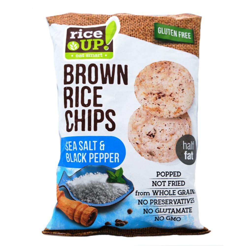 Rice Up Sea Salt & Black Pepper Brown Rice Chips 60g - Available at Alosra Online Supermarket