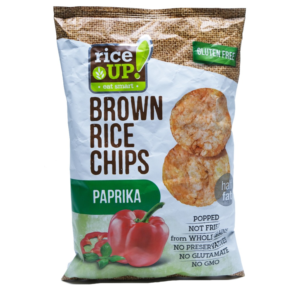 Rice Up Paprika Whole Grain Brown Rice Chips 60g - Available at Alosra Online Supermarket