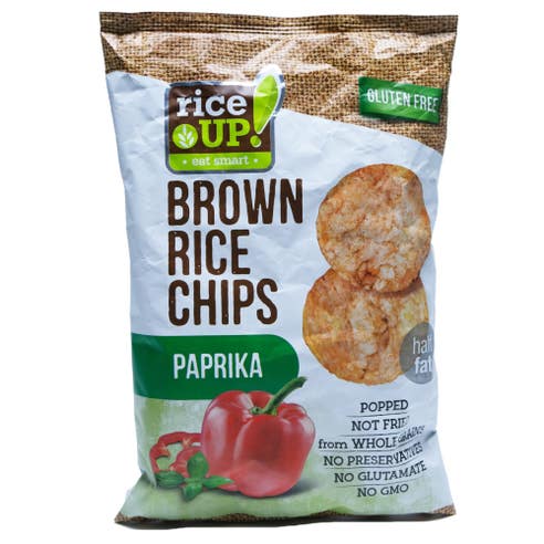 Rice Up Paprika Whole Grain Brown Rice Chips 60g - Available at Alosra Online Supermarket