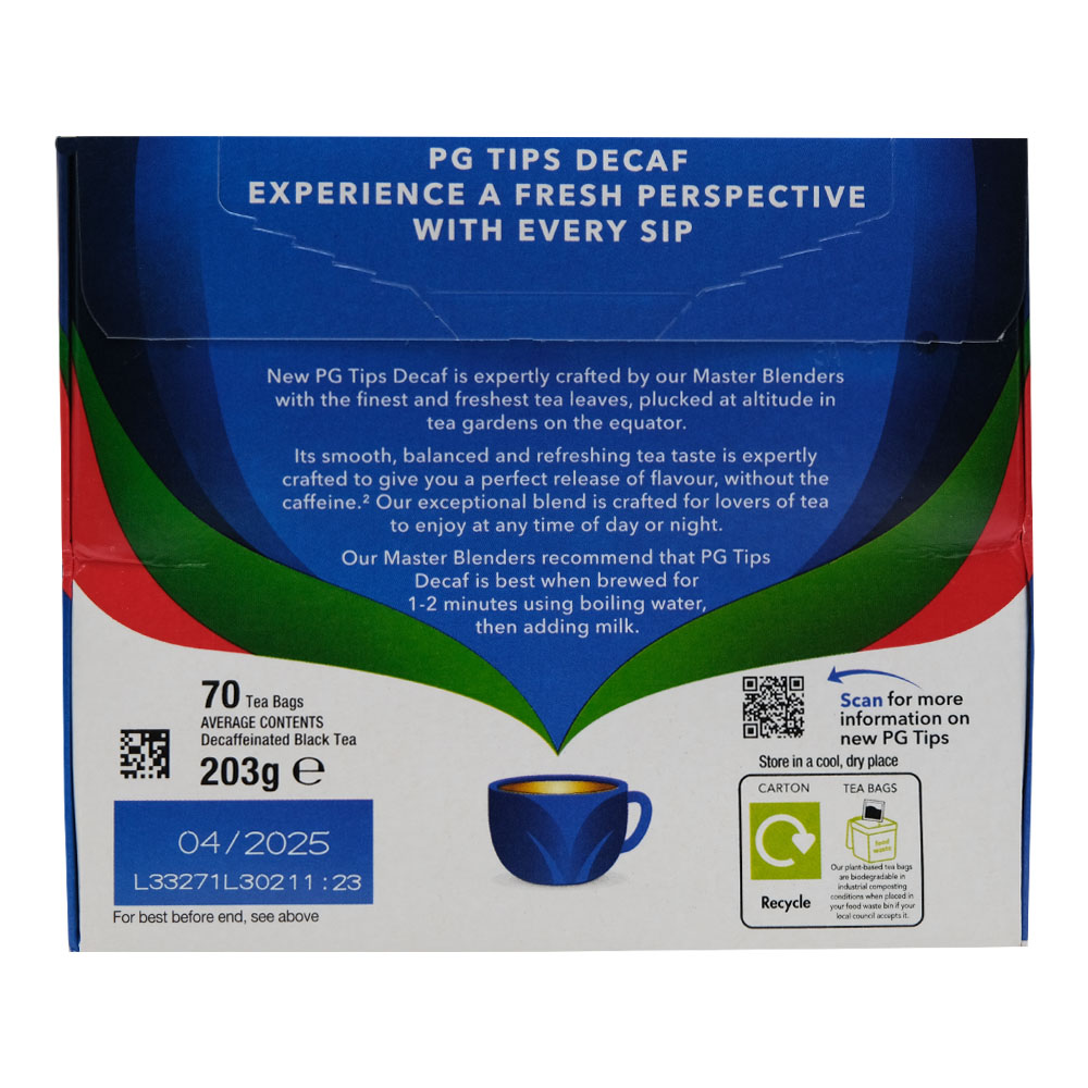 PG Tips Decaf Tea Bags 70's back image