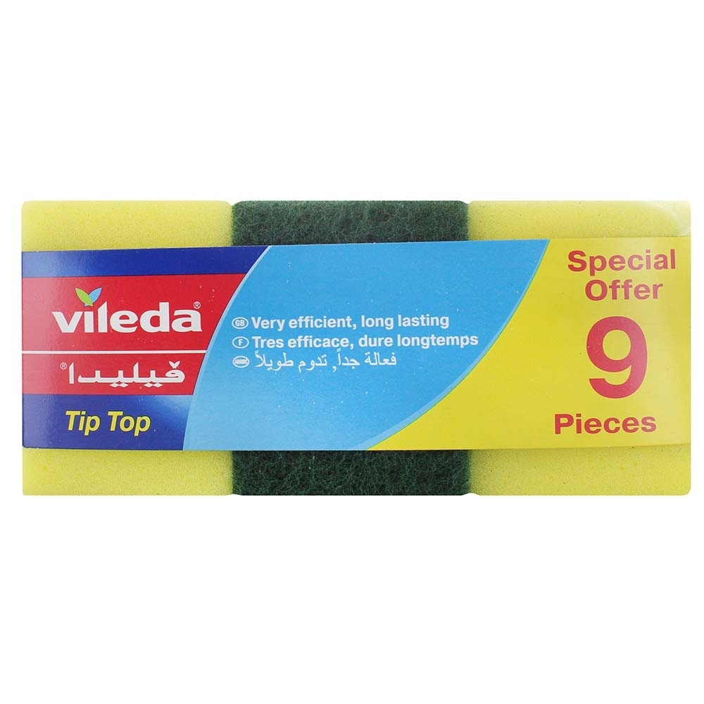 Vileda Tip Top Sponge Scourer 9 Pieces - Available at Alosra Online Supermarket
