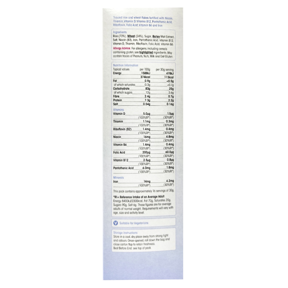 SuperValu Special Flakes Cereal 500g back image