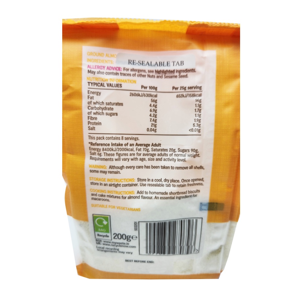 SuperValu Ground Almonds Nuts 200g back image