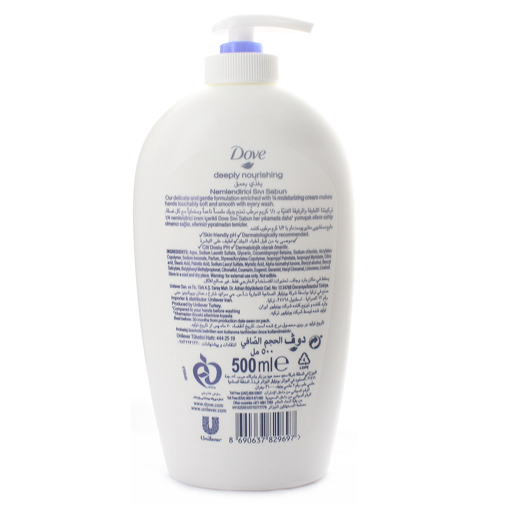 Dove Deeply Nourishing Hand Wash 500g back image