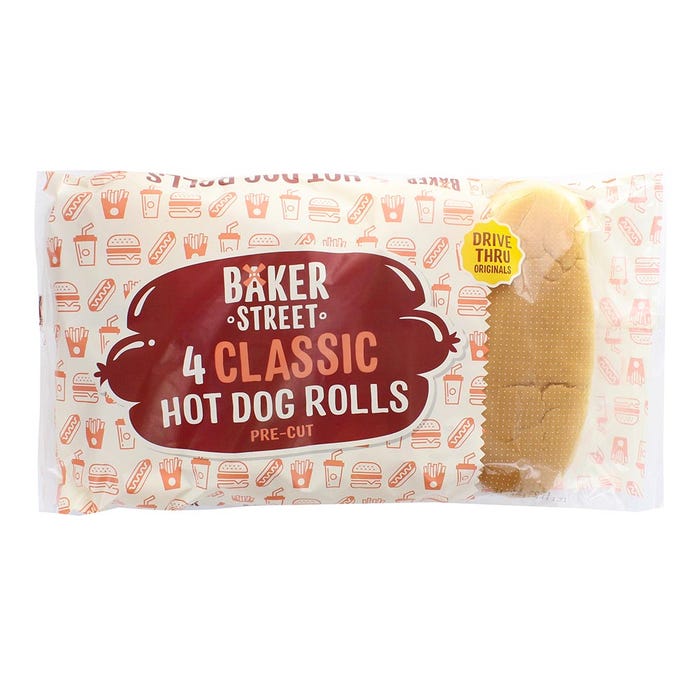 Baker Street 4 Hot Dog Rolls 250g