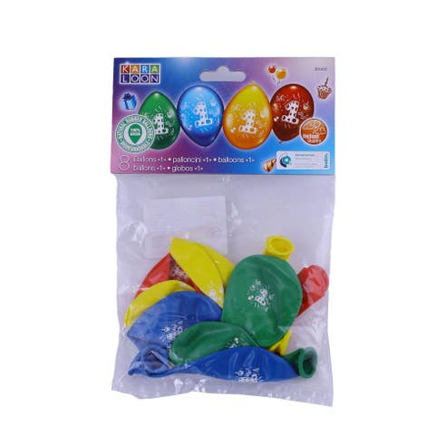 Karaloon Color BalloonsNo.1 8 Pieces - Available at Alosra Online Supermarket
