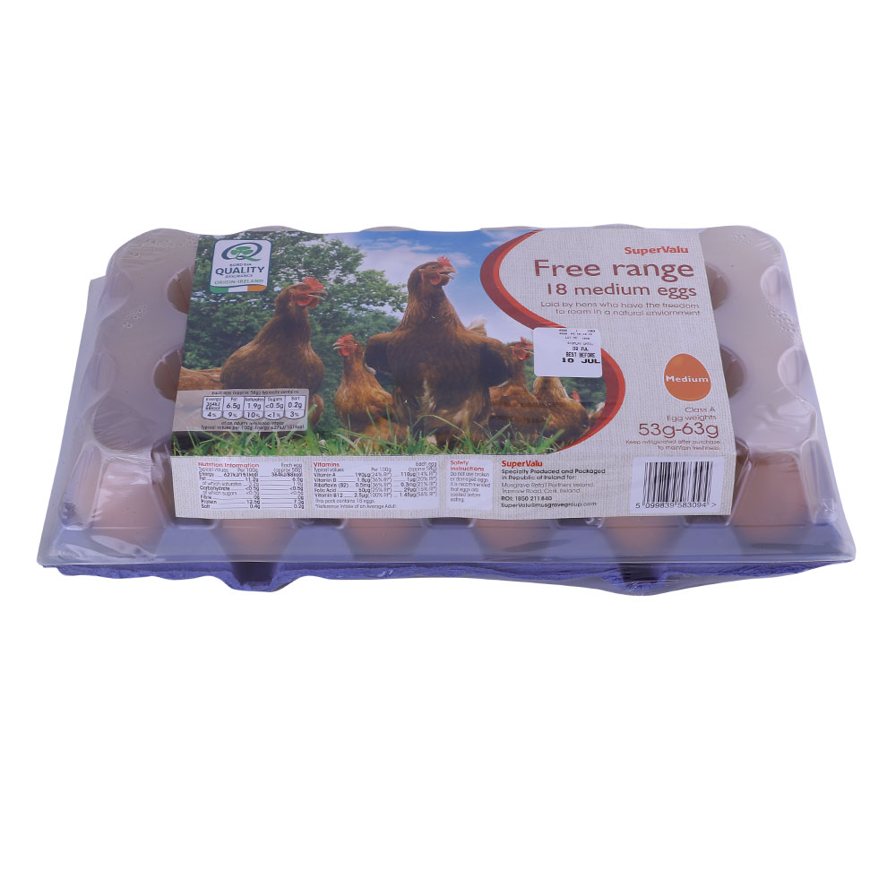 SuperValu Free Range Medium Eggs 18's back image