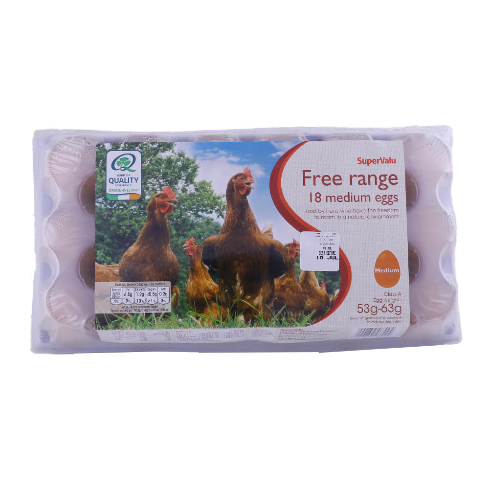 SuperValu Free Range Medium Eggs 18's - Available at Alosra Online Supermarket