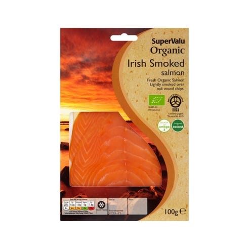 SuperValu Organic Smoked Salmon 100g - Available at Alosra Online Supermarket