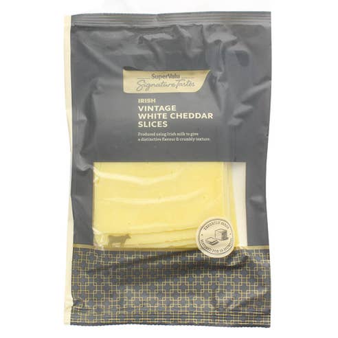 SuperValu Signature Tastes Irish Vintage White Cheddar Slices 150g - Available at Alosra Online Supermarket