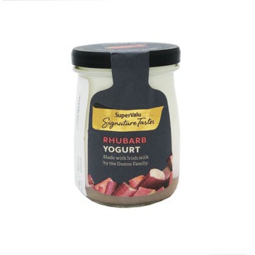 SuperValu Signature Tastes Rhubarb Yogurt Glass Jar 140g - Available at Alosra Online Supermarket