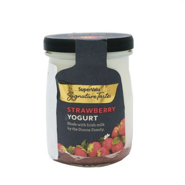 SuperValu Signature Tastes Strawberry Yogurt Glass Jar 140g - Available at Alosra Online Supermarket