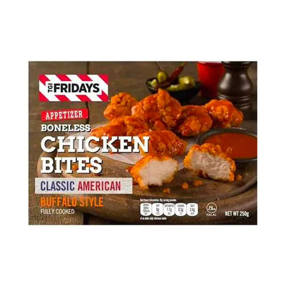 TGI Fridays Boneless Chicken Bites Buffalo Style 250g - Available at Alosra Online Supermarket