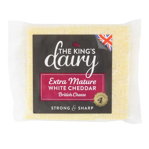 The King's Dairy Extra Mature White Cheddar 200g - Available at Alosra Online Supermarket