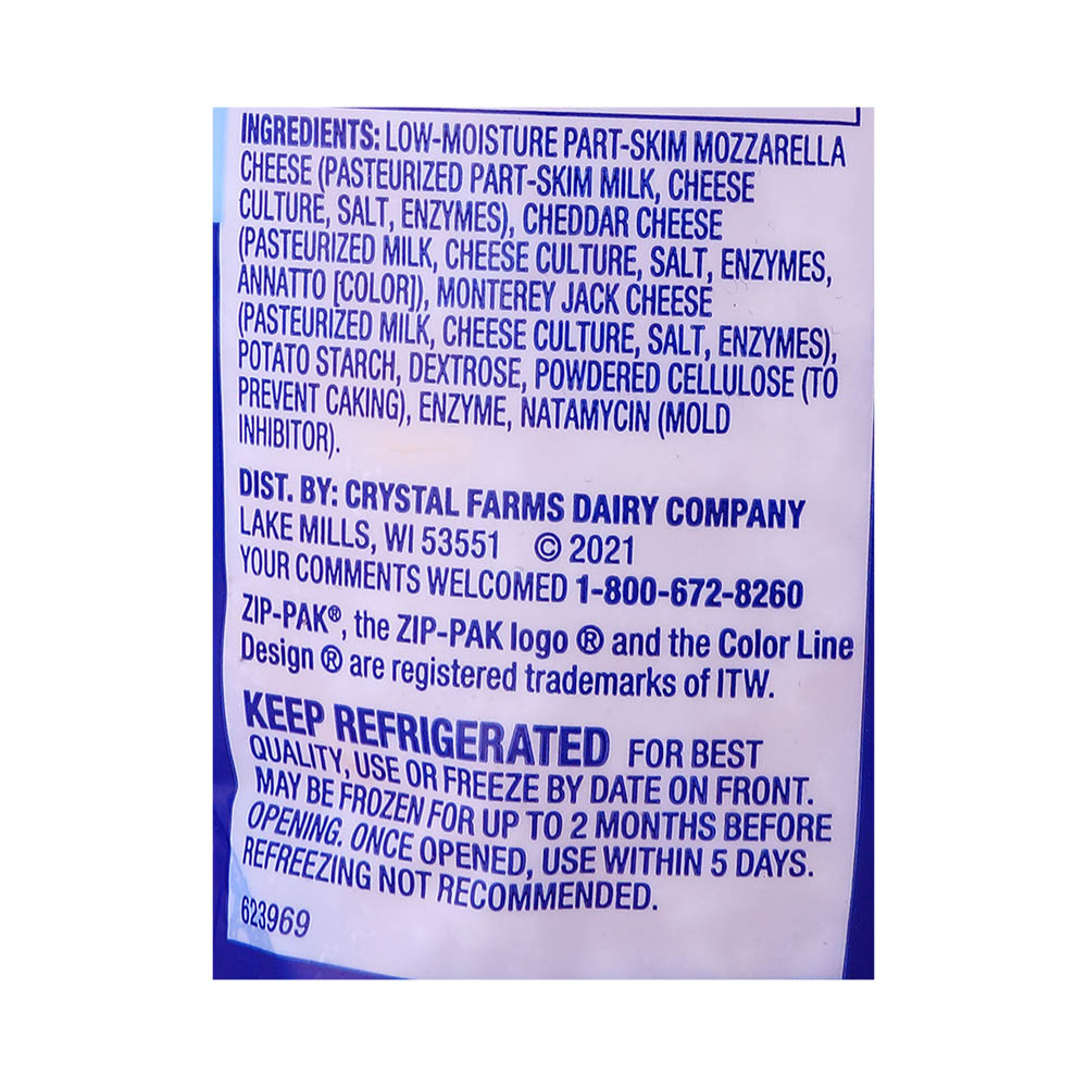 Crystal Farms Shredded Pizza Blend Cheese 198g right side image