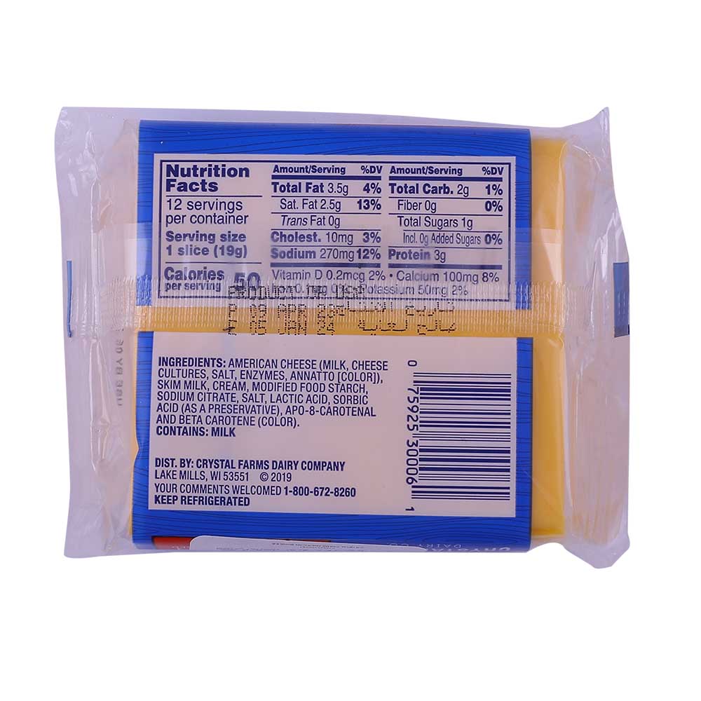Crystal Farms American Cheese 12 Singles 226.8g - Bahrain Alosraonline supermarket