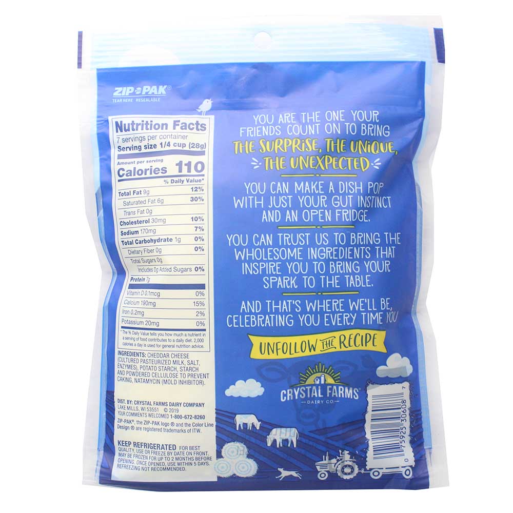 Crystal Farms Shredded White Extra Sharp Cheddar 7oz - Bahrain Alosraonline supermarket