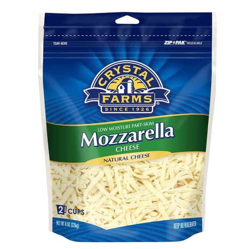 Crystal Farms Finely Shredded Mozzarella Cheese 226g - Available at Alosra Online Supermarket