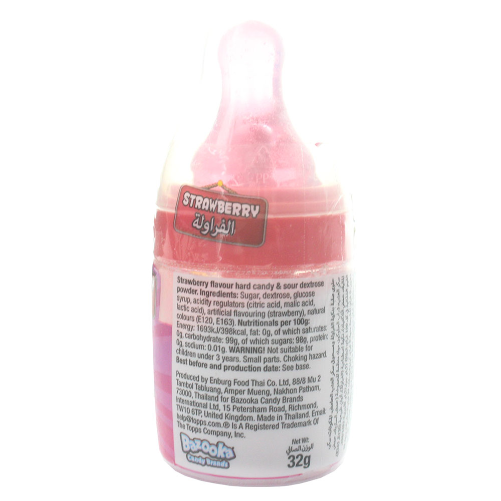 Bazooka Big Baby Pop Candy Strawberry & Raspberry 32g back image